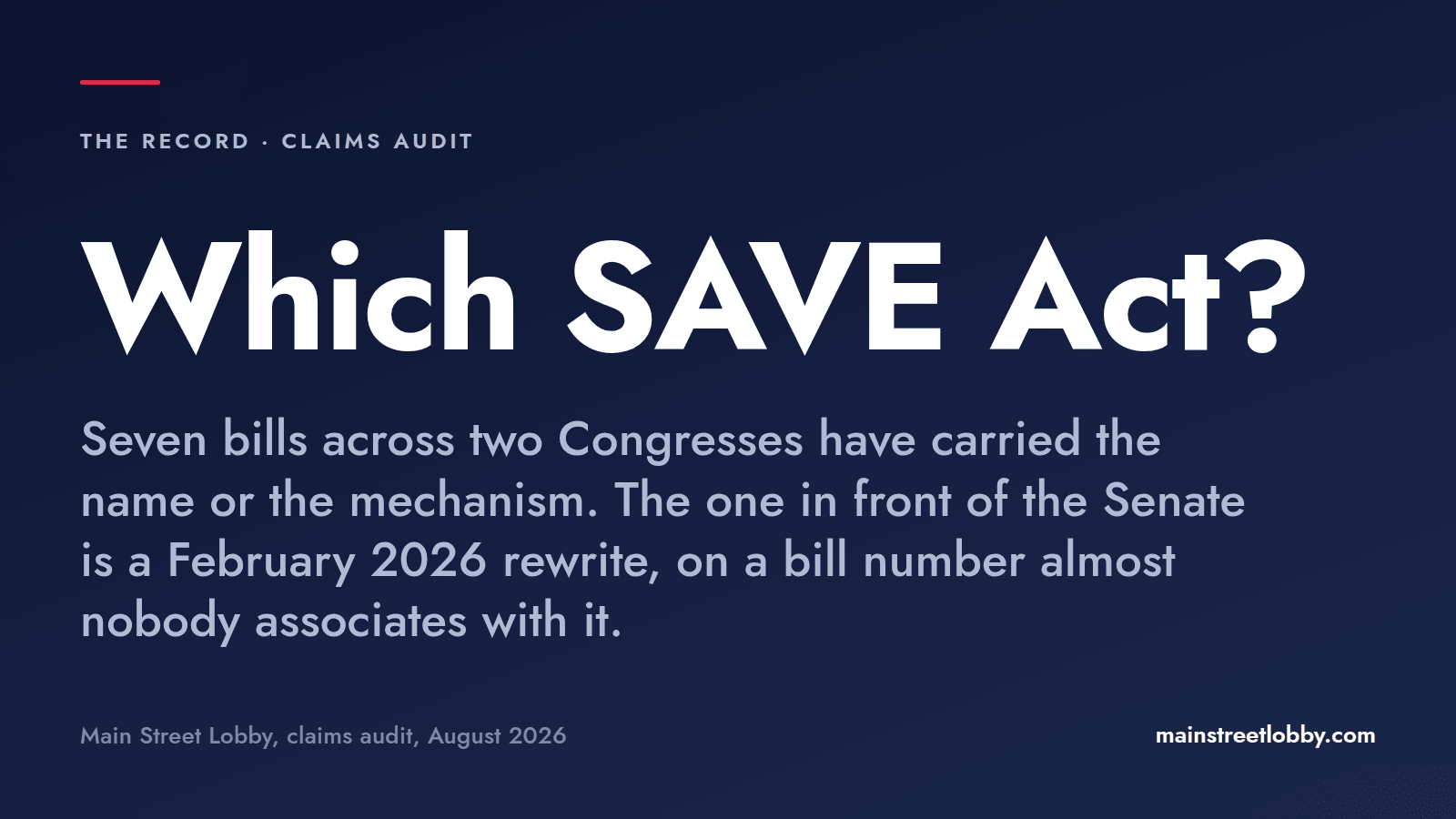 Which SAVE Act? Seven bills across two Congresses have carried the name or the mechanism.